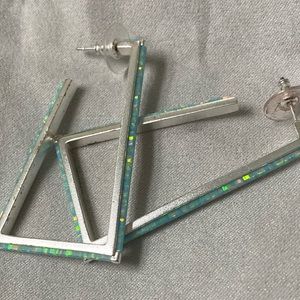 Kendra Scott Easton hoop earrings Aqua opal/silver